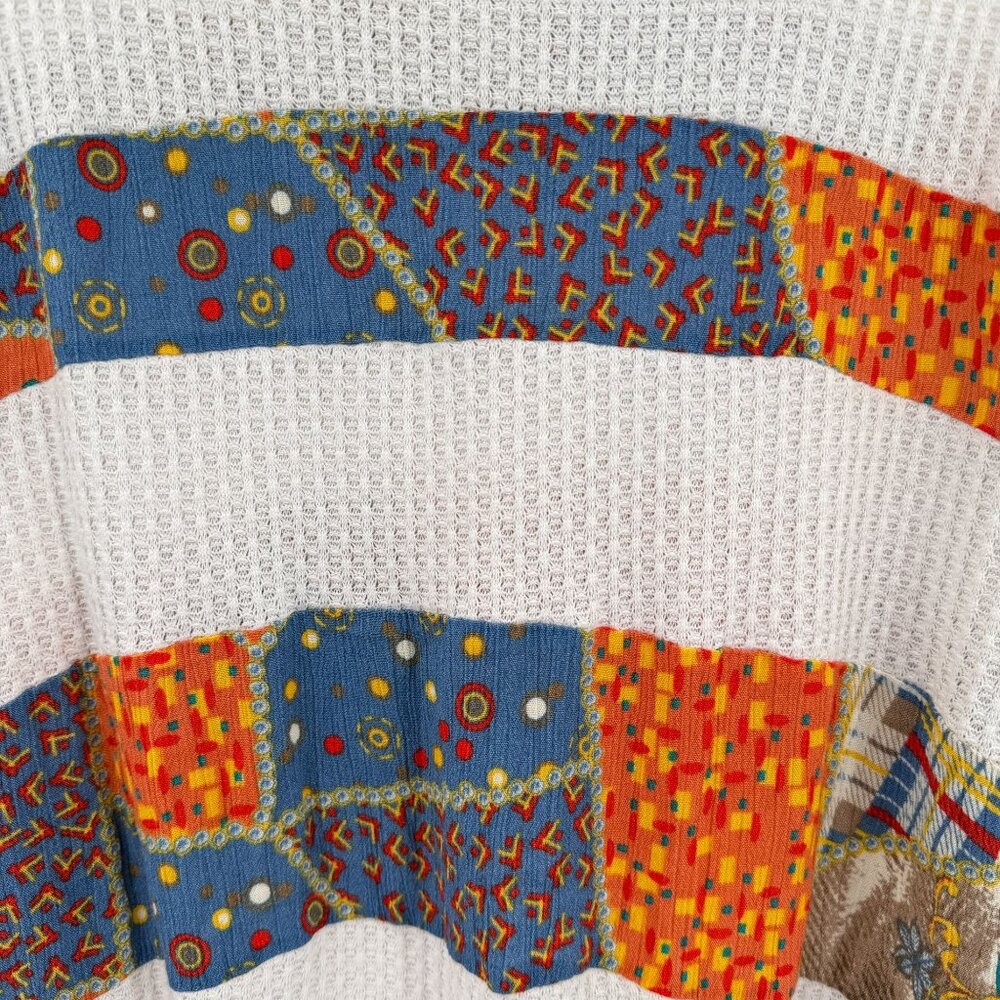 Easel Boho Patchwork Shirt Size Medium Waffle Ove… - image 4